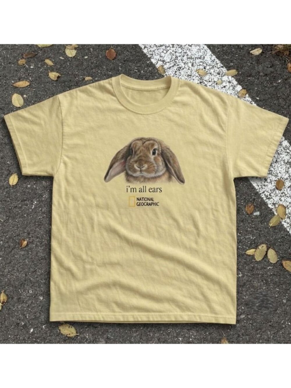 Yellow cotton tee with graphic I'm all cars unisex t-shirt
